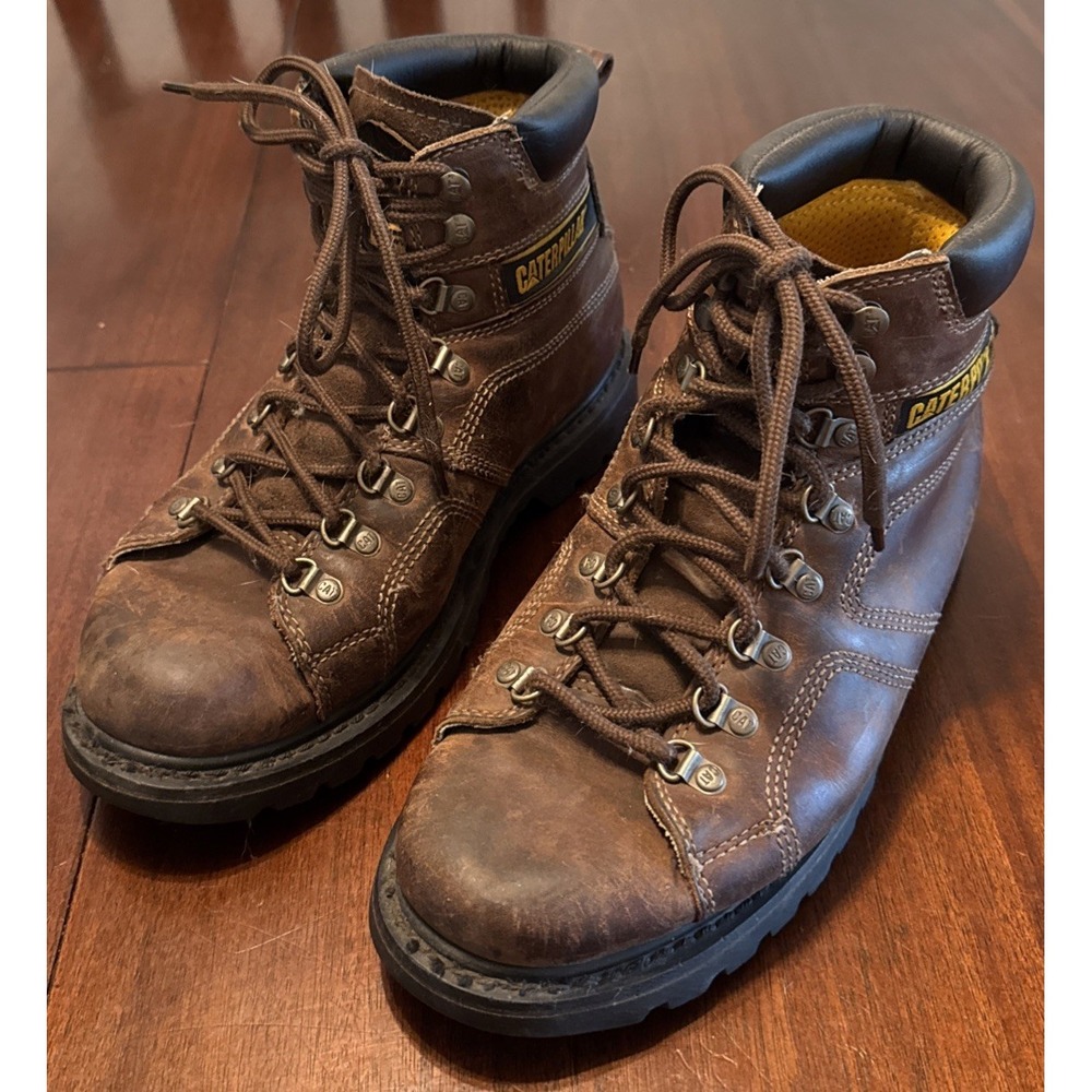 CAT Caterpillar Silverton P73237 Men 10.5 M Brown Leather Work Boots Slip Resist